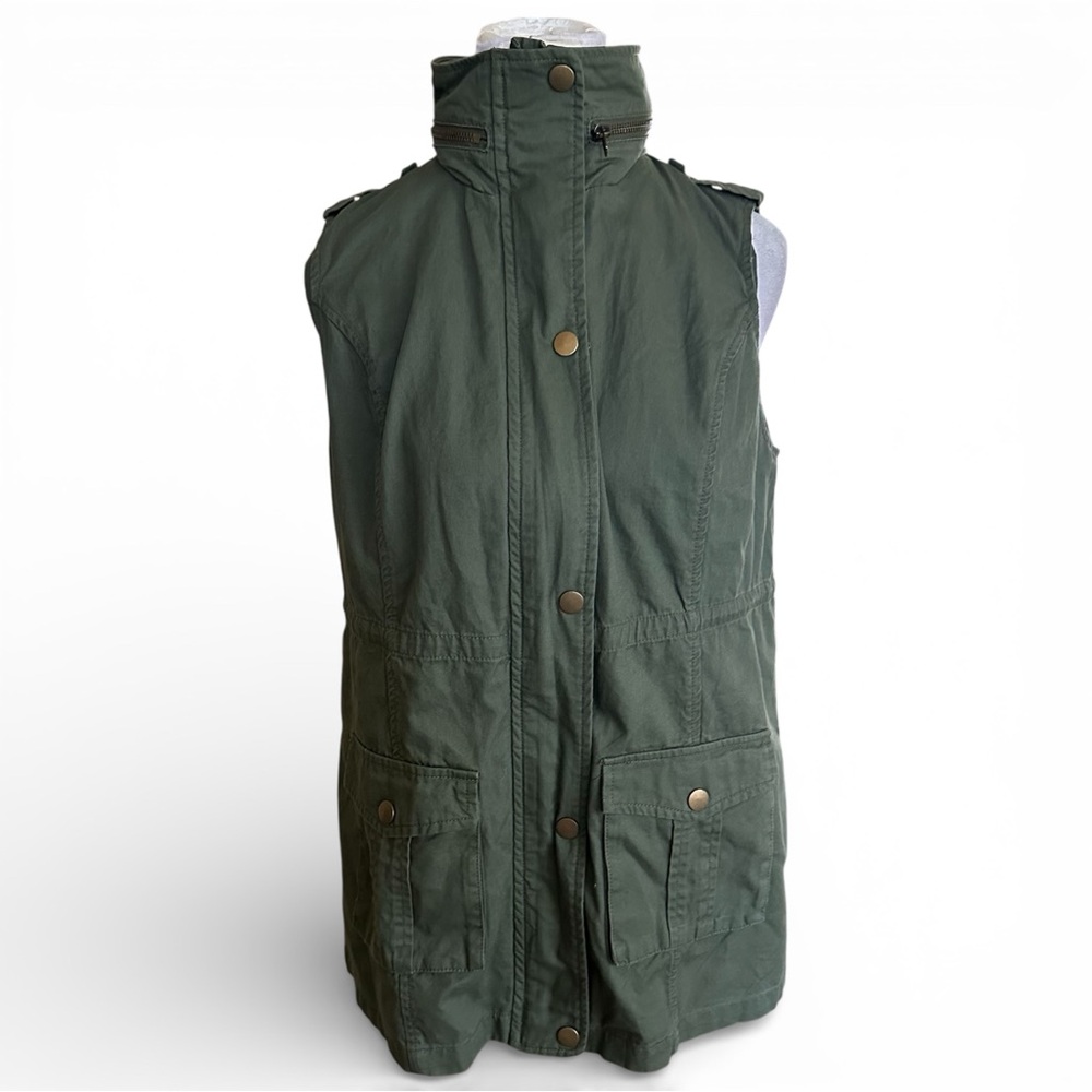 EUC Market & Spruce Jahana Cargo Zip Up Hooded Vest Size Medium - Picture 2 of 9